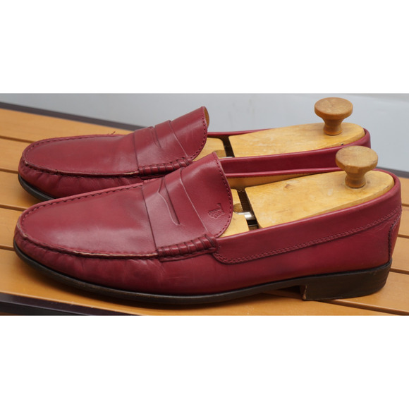 Rare TOD\'S Italy Men Red Leather Penny Loafers Size 11 M main image 7